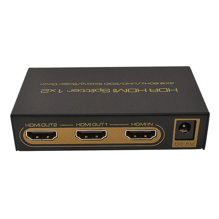 HDMI 1x2 Scaler Down Support 4k 60Hz UHD 1080P 3D HDCP 2.2 EDID Set hdmi splitter 1 in 2 out