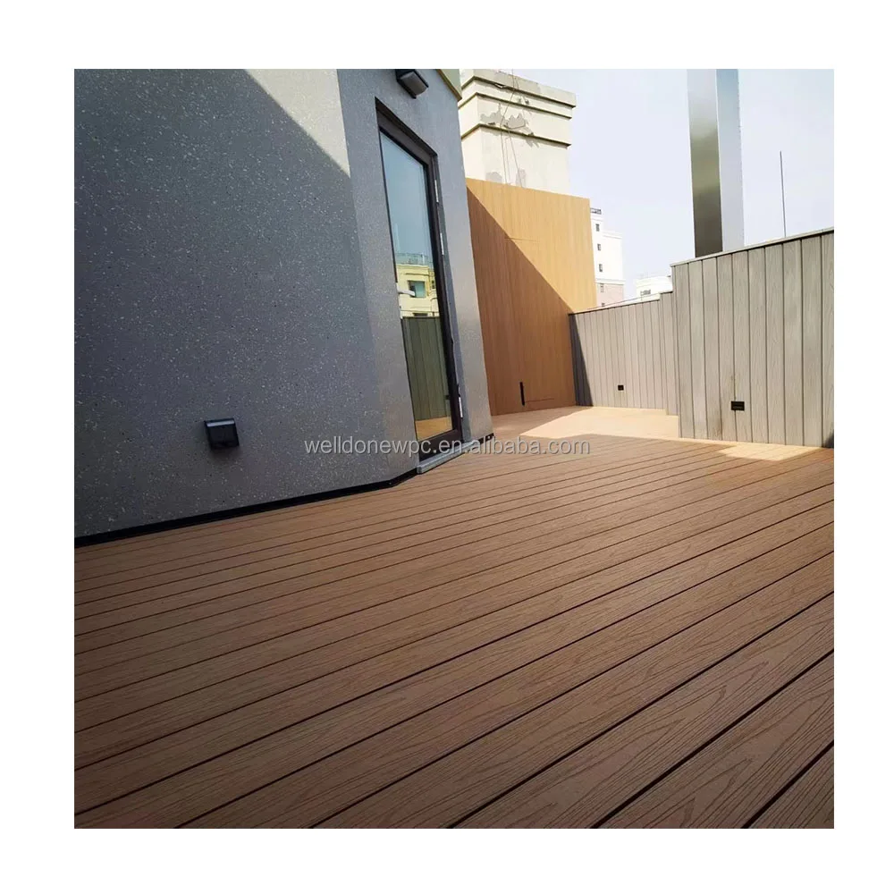 Anti-slip Wpc Floor For Swimming Poor Weather Resistant Wpc Decking For Outdoor Landscape anti Uv Floor For Wall Cladding Exterior Decor Board   
