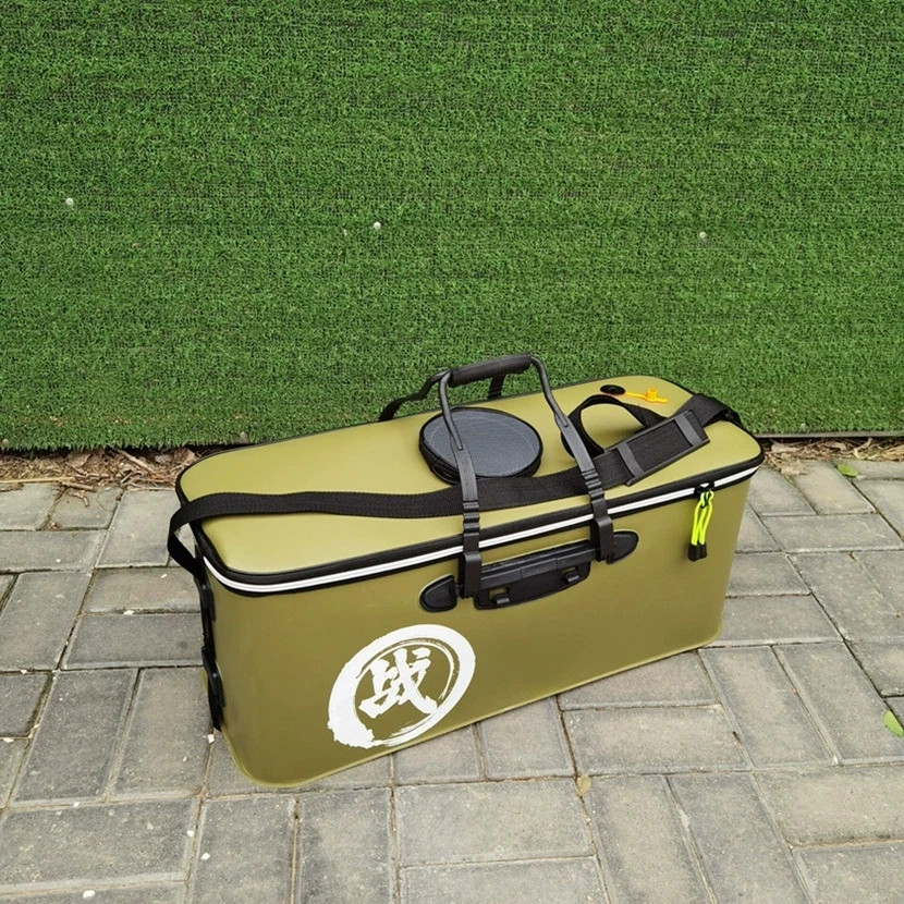 85CM 50L PVC Hard Shell Fishing Tackle Box with Soft Lining Big Capacity Multi-Purpose Tool Storage for Fishing Rods Box