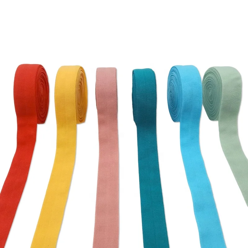 Wholesale manufacturers bra elastic band solid nylon Fold over elastic band ribbon binding bias tape for DIY Hair Band clothes