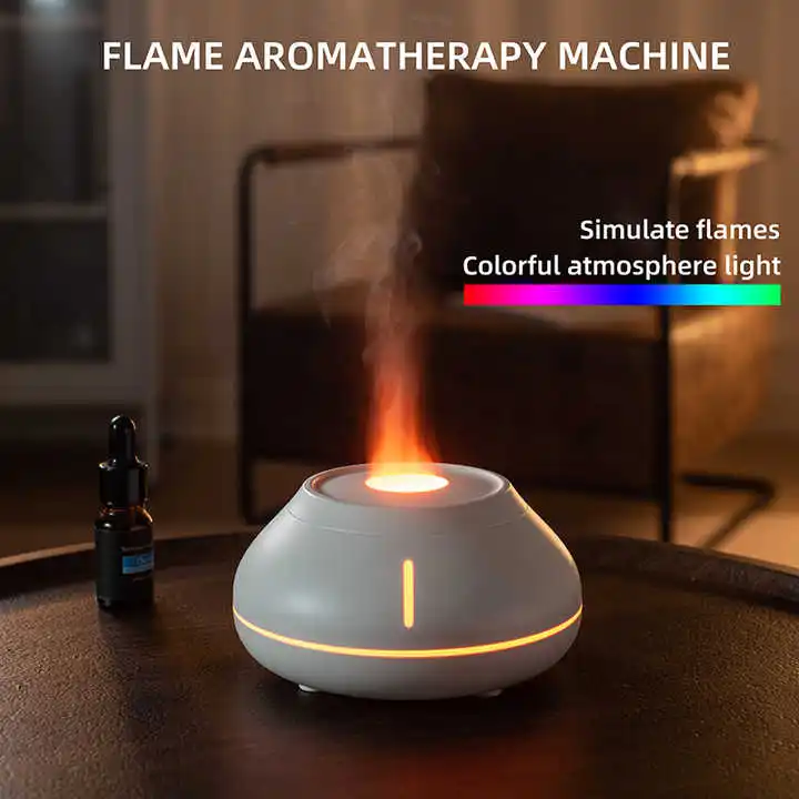 Essential oil aromatherapy diffuser 130ml aroma oil diffuser desktop usb flame air humidifier with colorful light