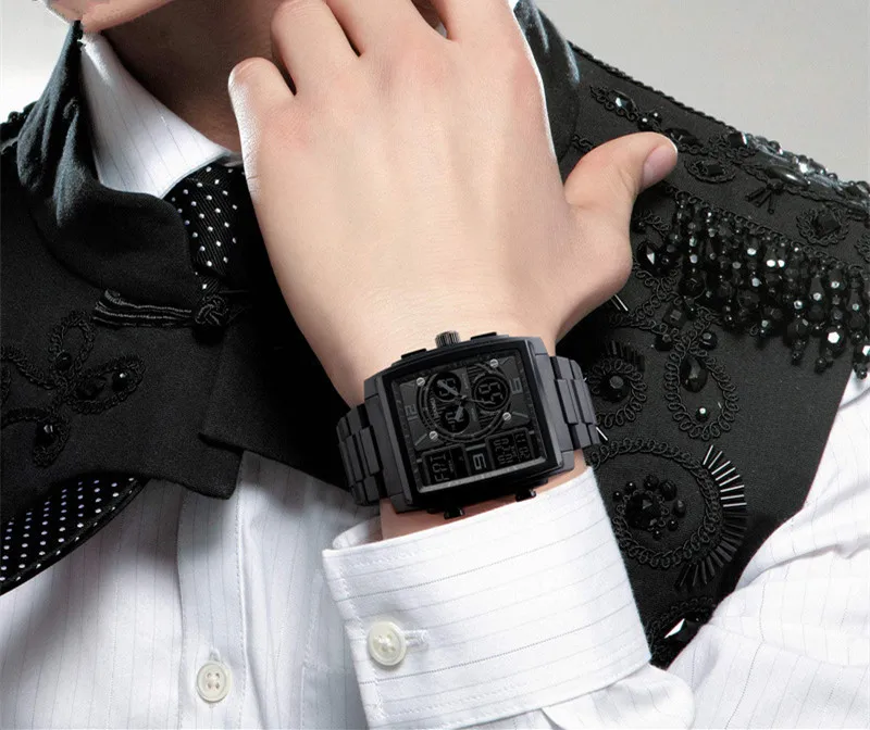 Designer Watches Skmei 1274 Black Square Large Dial Cool Multifunctional Wristwatch Outdoor Student Sports Electronic Watch