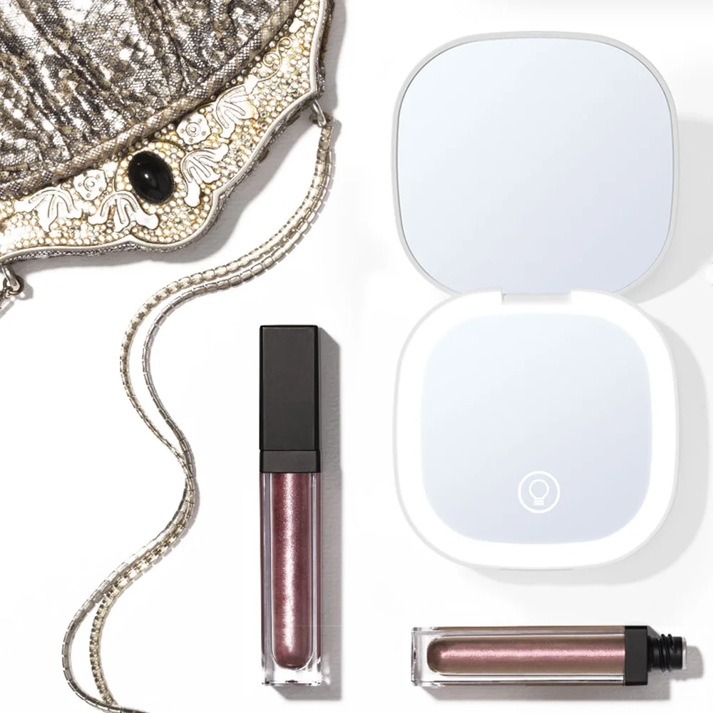 Magnifying Rechargeable Wholesale Round Folding Double Sides Portable Led Custom Pocket Mirror