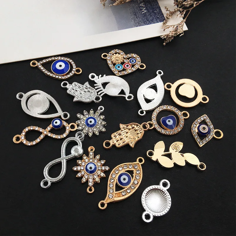 Chinese Wholesale Vendors Online Bulk Buying Diy Earrings Devil Eye Heart Pendant Necklace Jewelry Making Accessories