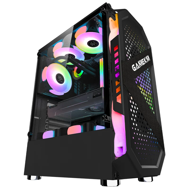 SNOWMAN Outstanding Design Desktop Case Gaming ATX Mid Tower Computer Desktop Tempered Glass Plate Black Computer Chassis case