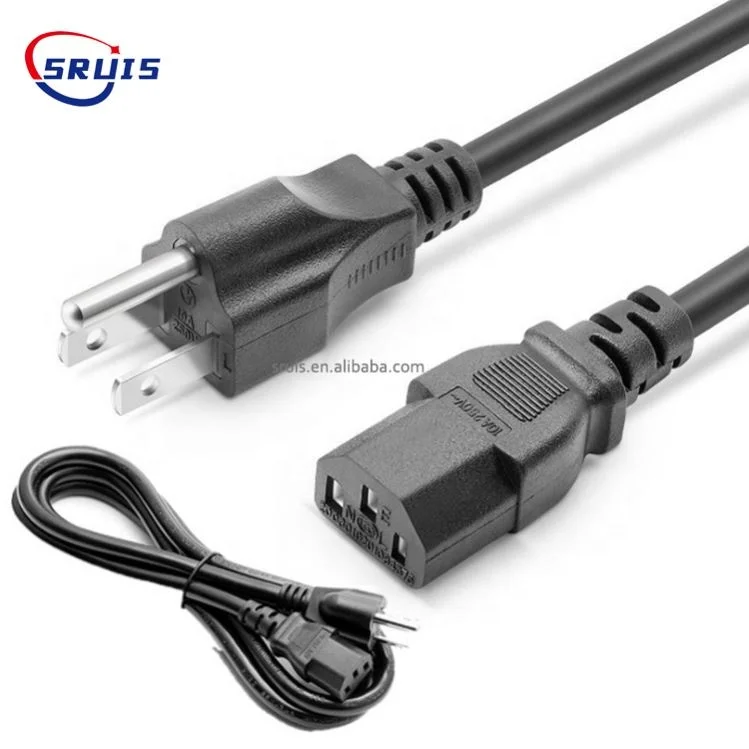 16Awg 18Awg Black North With Nema 5-15p C13 Usa Plug Iec Heavy Duty Us America Ac Power Cord Nema 515P