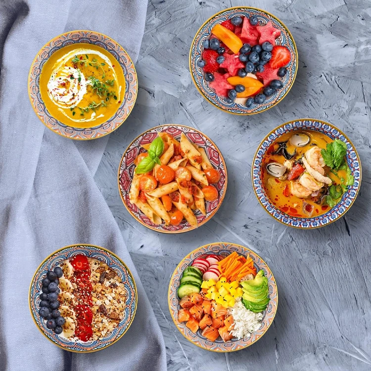 Экологически чистый богемный стиль 4 5 дюймов зерновой суп миска для риса портативная пищевая маленькая керамическая супница посуда подарочный набор