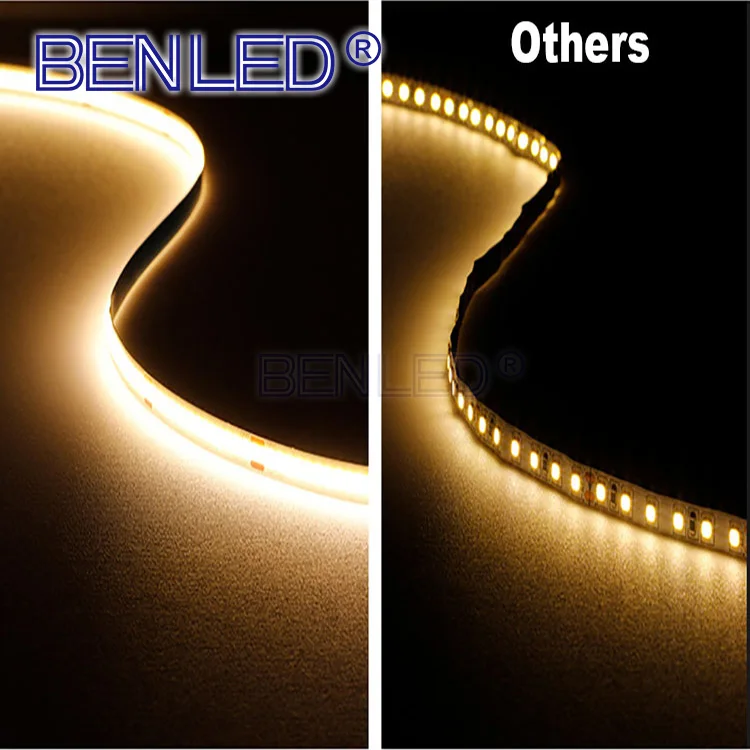 Upgraded High Density LED Tape Ribbon Light DC12V 24V 480leds 8mm IP20 10W/M Dotless RGB Flexible COB LED Strip
