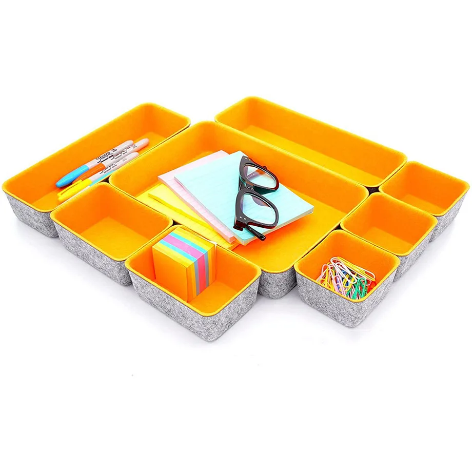 10 years professional  sourcing agent in china, Desk  Organizers, 8 Set Felt Drawer Organizer Desktop Makeup Cosmetics Boxes