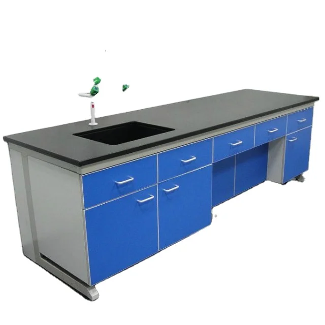 All Steel School science Laboratory Wall Bench With Hanging Cupboard