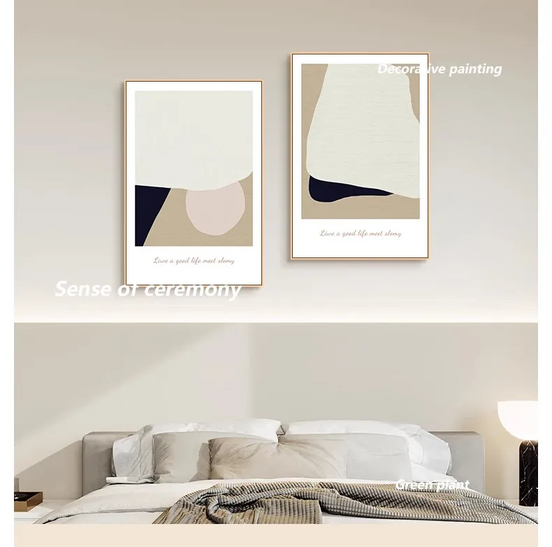 Home Decor Geometric Morandi Poster Abstract Framed Wall Art Big Canvas Painting