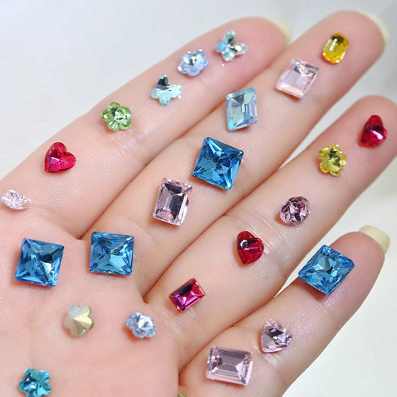 New Arrival Mixed Design Rhinestone Nail Art Random Mixed Shape 4-8mm 3d Nail Diamond Nail Jewelry