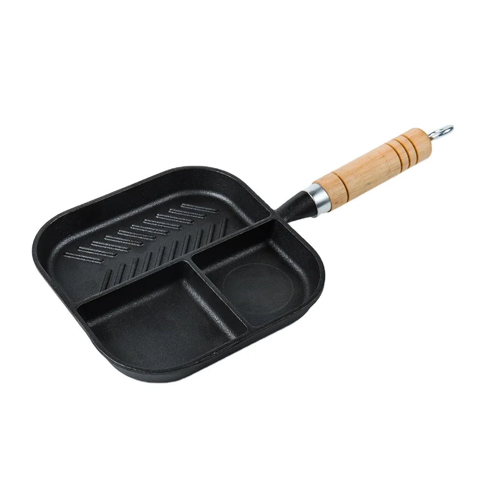 Hot Selling Divided Frying Grill Pan Nonstick All In One Breakfast Pan 3 Section Meal Skillet Omelette Pan