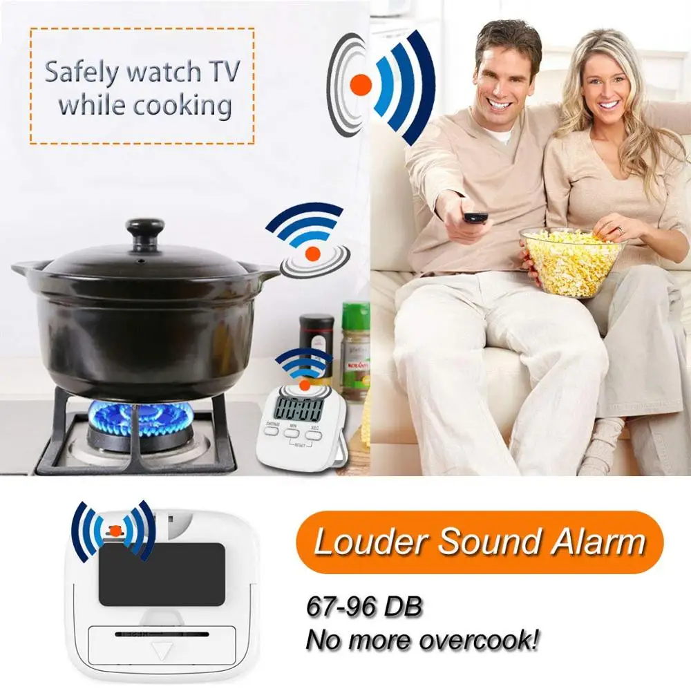 
Hot Sale Digital Kitchen Timer Magnetic Countdown Stopwatch Timer With Loud Alarm, Big Digit, Back Stand, Hanging Hole 