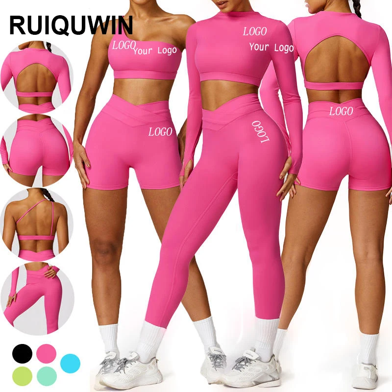 RUIQUWIN New Fashion Yoga Outfits Gym Clothing Workout Sets Women Soft Comfort Yoga Pants And Bra Active Fitness Sets