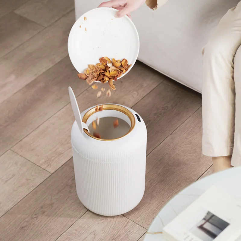 Chinese wind round intelligent sensing household large capacity trash can with legs