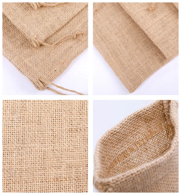 Custom logo fabric bags packaging burlap drawstring gift bags
