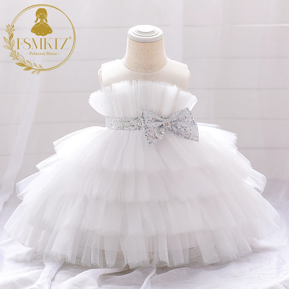 FSMKTZ Kids Tutu Dress Lovely Baby Flower Dress 2-5 Years Old Children Birthday Dresses Formal Kids Frocks