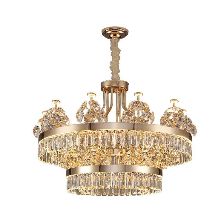 Morden Luxury Gold Decoration Villa Hotel Lobby Crystal Led Ceiling Chandeliers Pendant Light