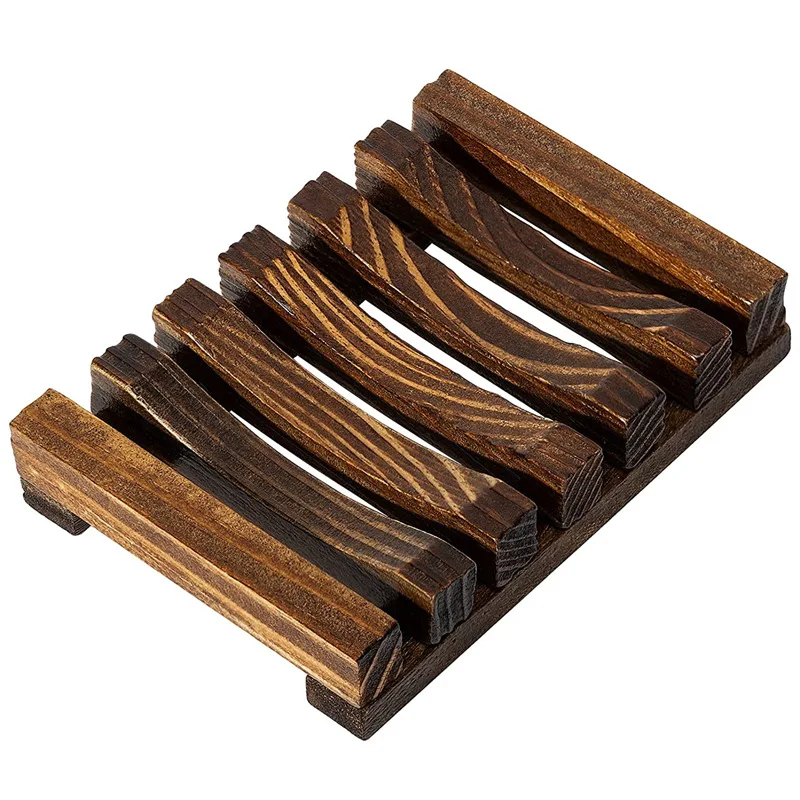 Wooden Natural Bamboo Soap Dishes Tray Holder Storage Soap Rack Plate Box Container Portable Bathroom Soap Dish Storage Box