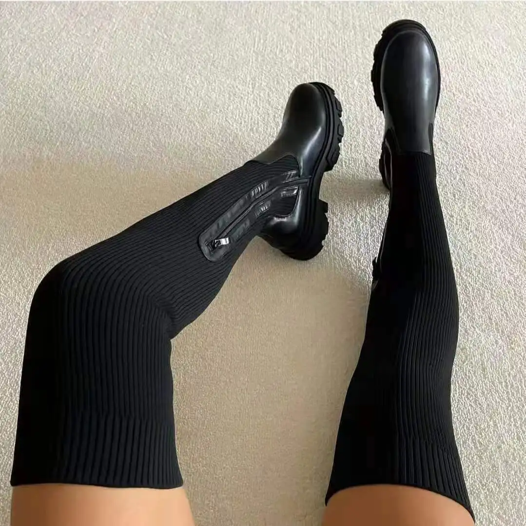 design with wholesale price black thigh sexy ladies fashion biker knee high boots