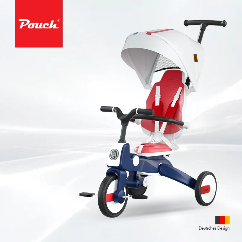 POUCH 2021 new lightable & fashionable high-class 7 in 1 travel system baby stroller B08 future stroller suitable for 2-7 years