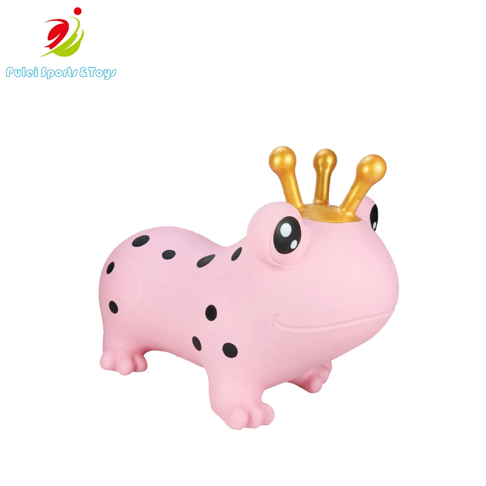 Eco-friendly Inflatable jumping animal pink frog bouncing toy with mixed model and color