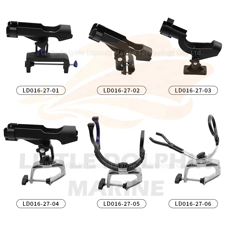 Black Plastic Kayak Fishing Support Rod Holder Bracket Yacht Fishing Tackle Tool 360 Degrees Rotatable Rod Holder with Screws