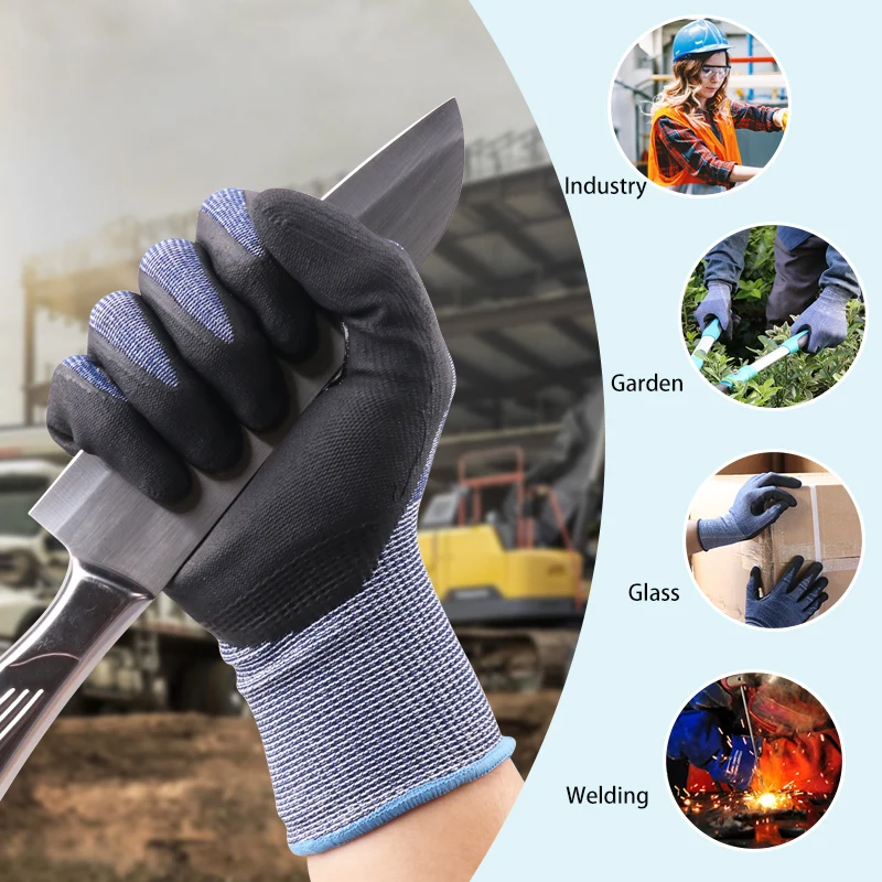 XINGYU HPPE 15G Nitrile Microfoam 4X42C Nitrile Foam Coated Cut Resistant  Safety  Gloves Work Hand Gloves