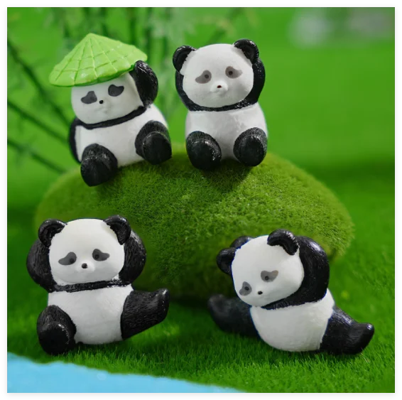 miniature animal panda statues resin figurine kung fu figure kid toy cartoon character cake topper home and gardening decoration