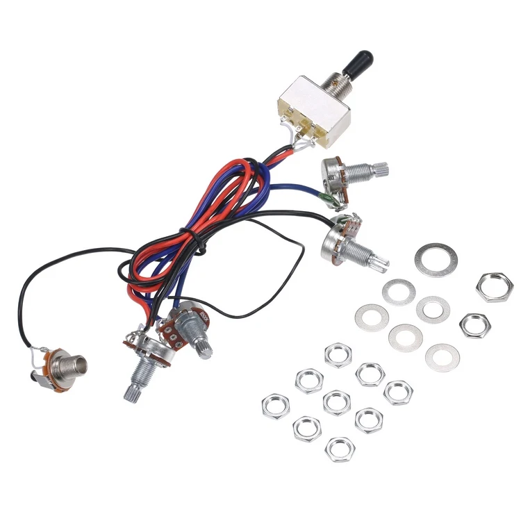 Prewired Wiring Kit for LP Electric Guitar 2T2V 500K Pots 3 Way Toggle Switch Wiring Set for Dual Humbucker Les Pual Style Guita