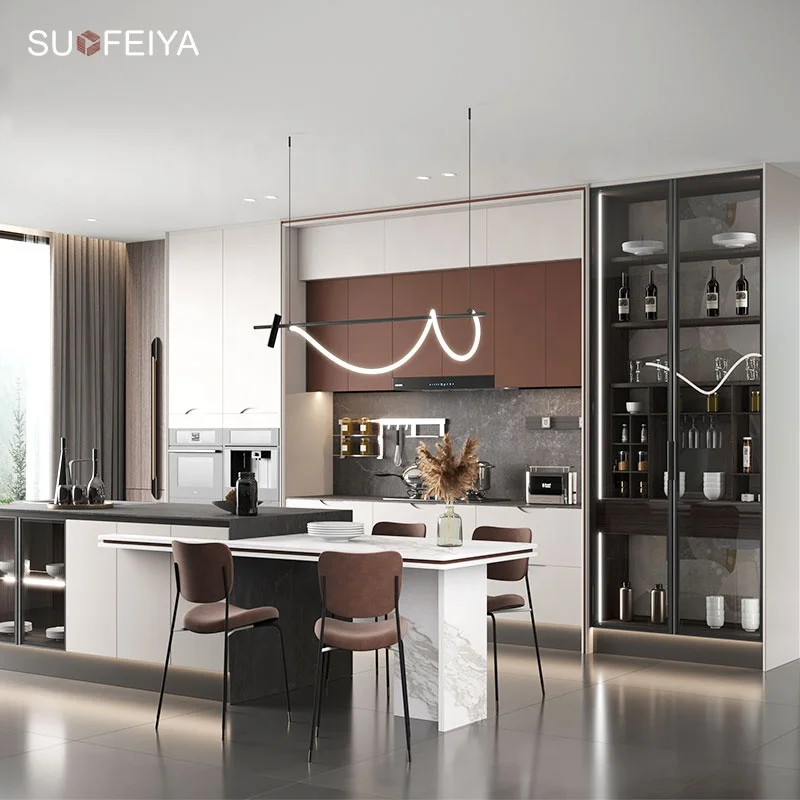 Modern Complete Customized White Flat Panel Plywood Kitchen Wall Cabinet MDF Carcase PVC Door Finish Lacquer Surface Hinge