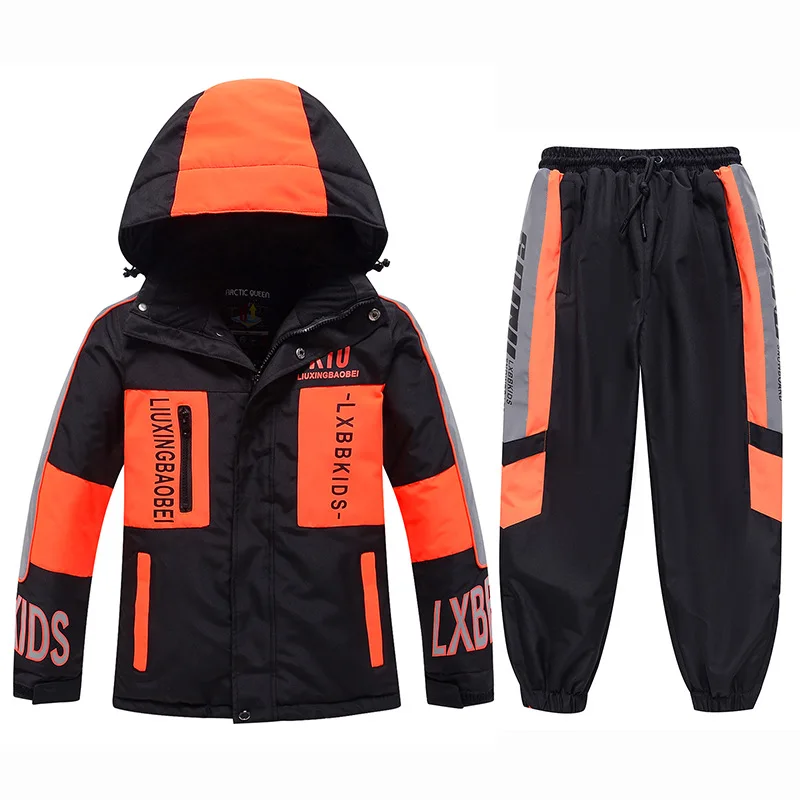 Snow Ski Wear Winter Children Thermal Ski Suit Boys Girls Reflective Ski Jacket Pants Windproof Waterproof Snowboarding Clothing