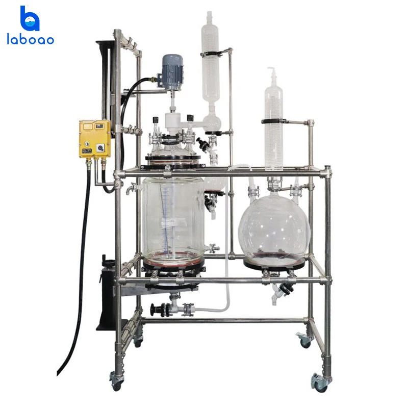 Laboao 50L 80L кристаллизации фильтр реактор покрытый кожухом из хрустального стекла зонд твердофазной реактор покрытый кожухом цена малая лабораторная мельница