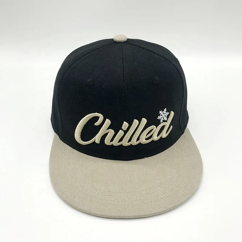 Factory low MOQ metal sports caps custom puff embroidery logo blank flat brim hip hop hat plain snapback baseball cap