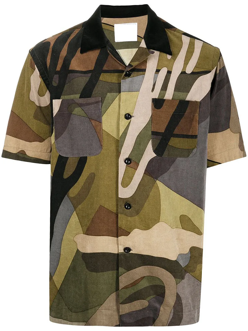 Nange clothing summer oem cuba classic old school streetwear beachwear short sleeve casual abstract fabric men brand name shirts