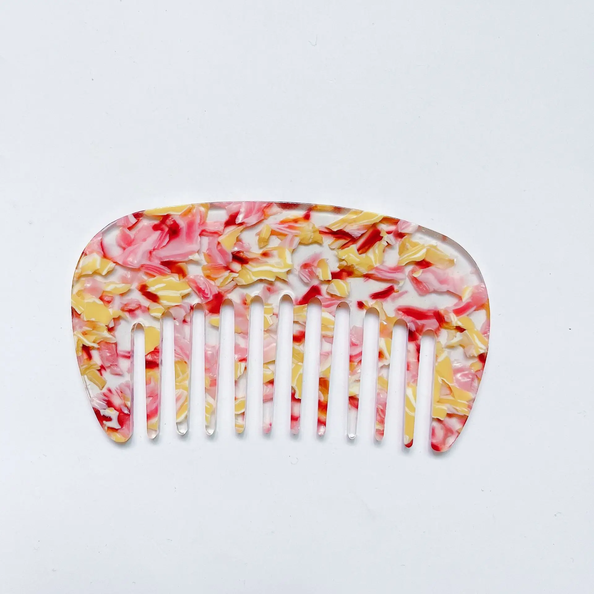 Custom Anti Static Detangle Acetic Acid Hair Comb Portable Marble Cushion Wide Tooth Hair Brush Cellulose Acetate Comb