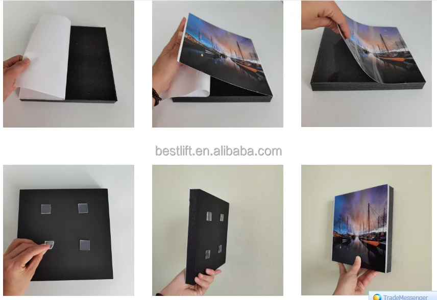 Wholesale 8 Inch X 8 Inch Frame-less Black Foam Board Photo Tile for Wall Decoration DIY Picture Collage