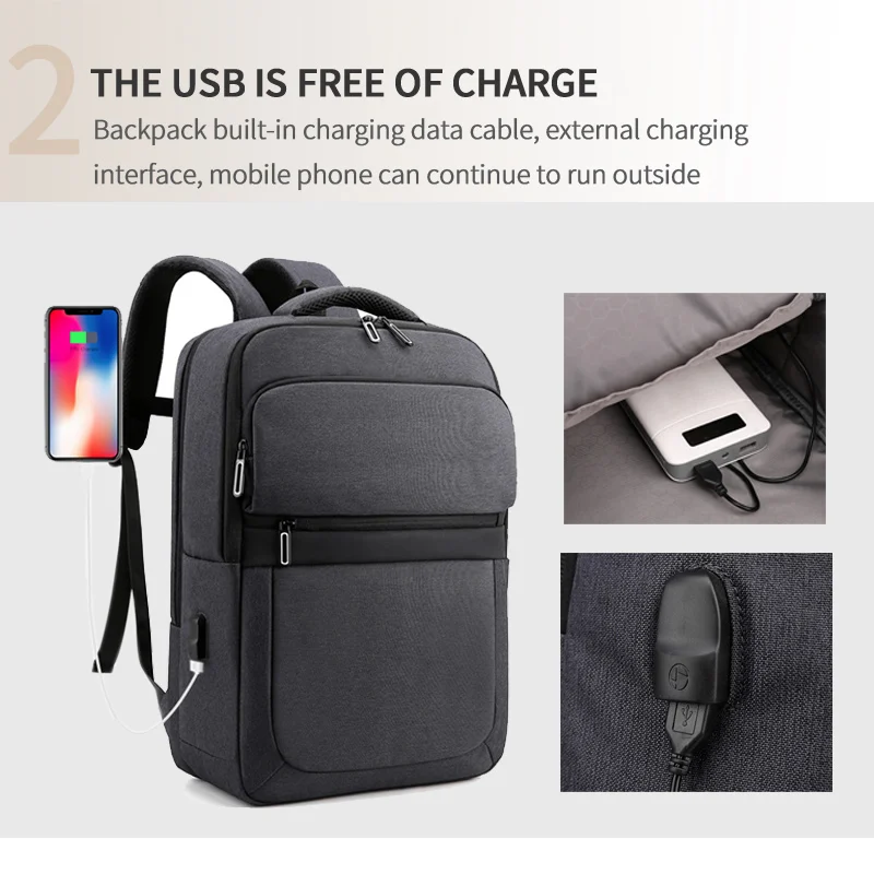 FULIYA New 15.6 Inch Computer Back Pack for Man Waterproof Designer High Quality Bag USB Laptop Backpacks