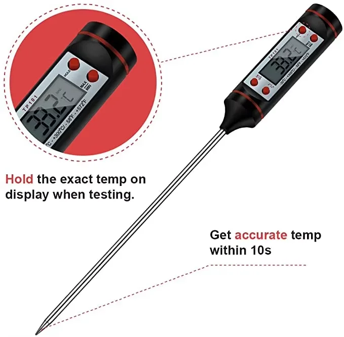 Instant Read Meat Thermometer Digital Cooking Food Thermometer Long Probe Grill Candy Kitchen BBQ Smoker Oven Oil Milk Yogurt