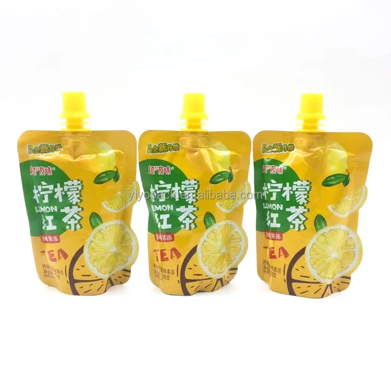 Customized logo clear Reusable Plastic Jelly Packaging Bags for Drinks Juce Packing Stand up Bag Pouch Spout