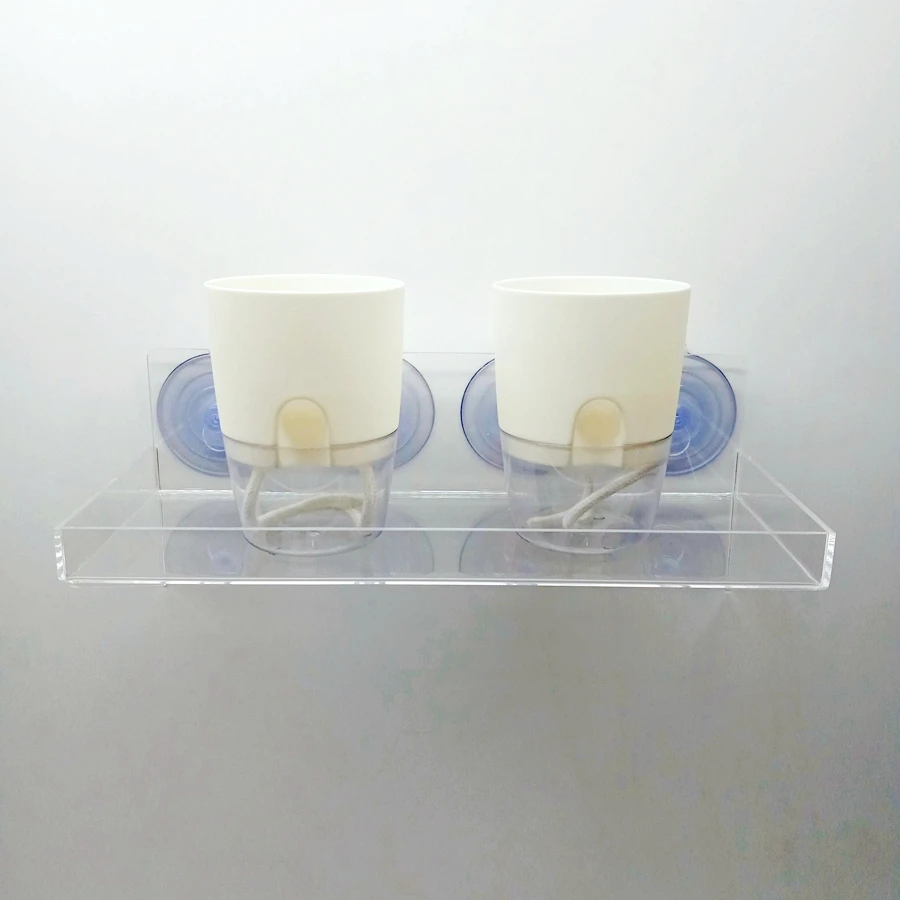 Custom Transparent Acrylic Wall Mounted Shelf Acrylic Wall Mounted Window Rack Shelf for Plant