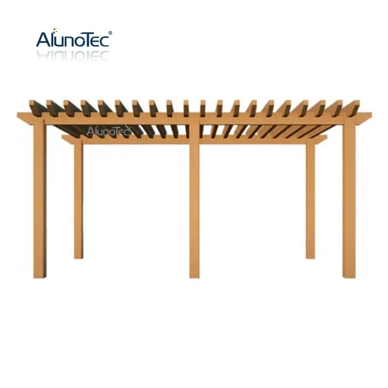 AlunoTec Outdoor Modern Plastic Wood Patio Opening Roof Waterproof Canopy Wooden Gazebos Pegola Kit