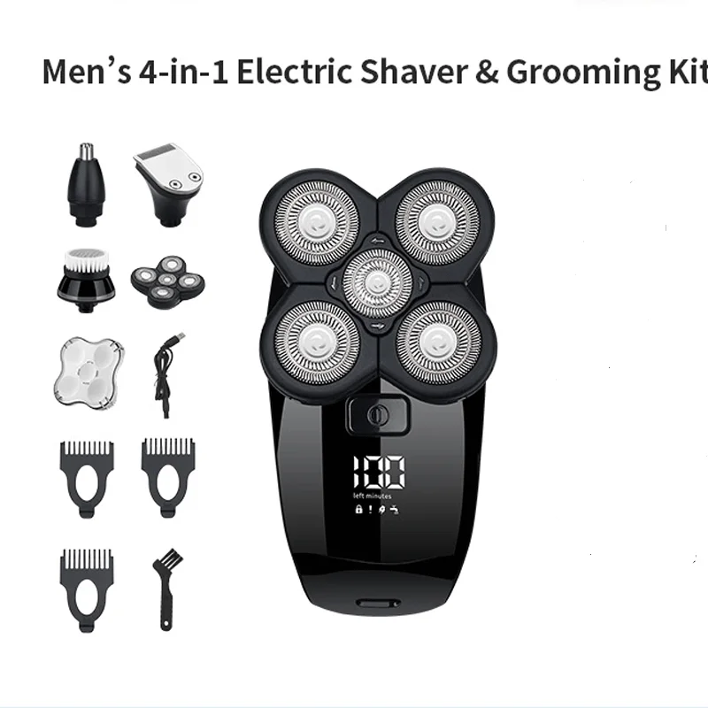 
High Quality Rotary Travel Safety Shaving Set Male Electronic Blade Hair Shaver Mens Cordless Electric 5 Head Shaver 