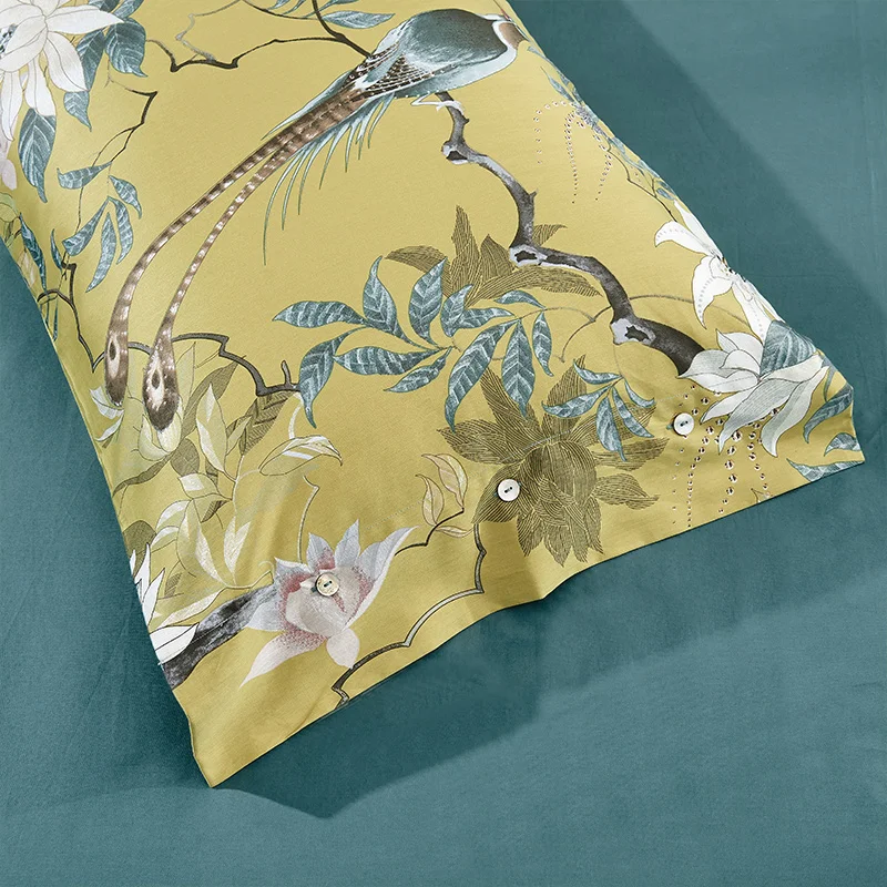 HD printed Birds Branch printed Premium Egyptian cotton Silky Soft Duvet Cover Family size US King Queen Size Bedding Set 4Pcs