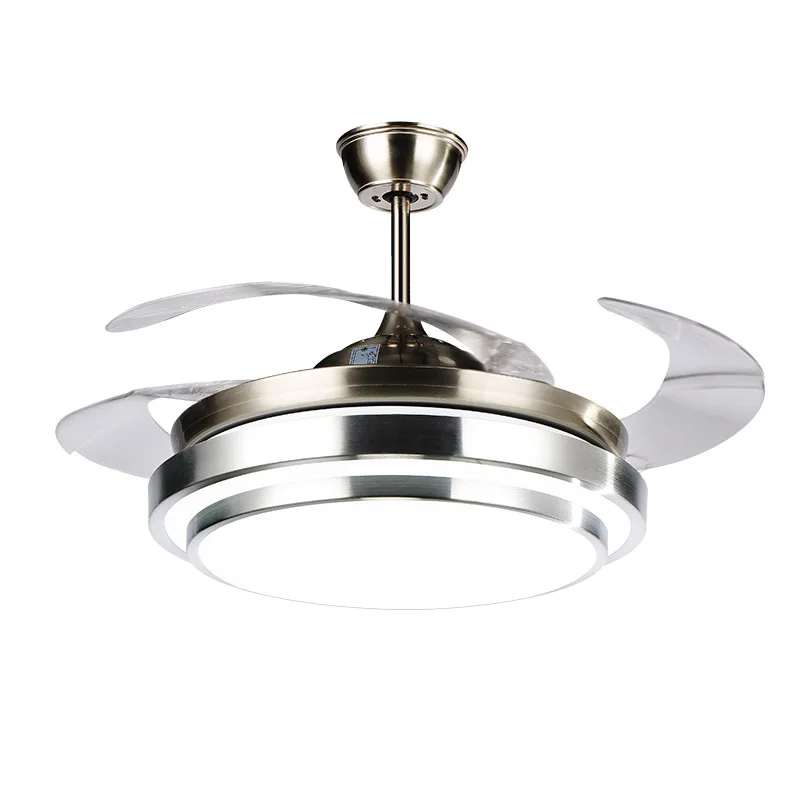 Factory Recommended Retractable Ceiling Fan with Light and Speaker 36w 42 Inch LED  Fan Chandelier with Remote
