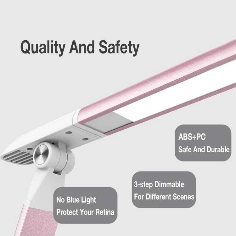 7W 400lm Metal Color Eye Caring 3-step Dimmable LED Folding Table Desk Light Health Dimming Study Lamp For Student