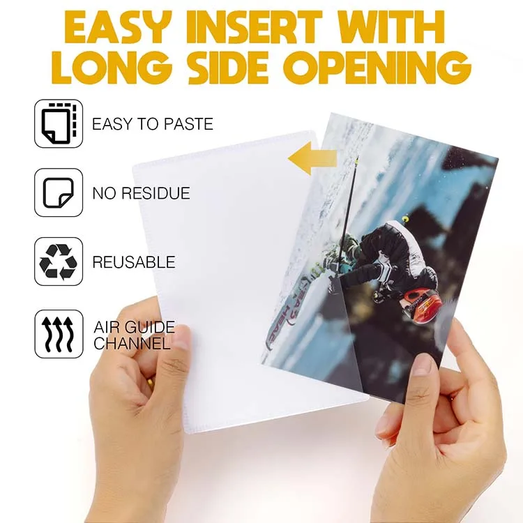 Photo Sign Holder Self-Adhesive Display PVC Adhesive Picture pocket  for Wall 2 Sides Clear Glass Door Alert Sign Holder