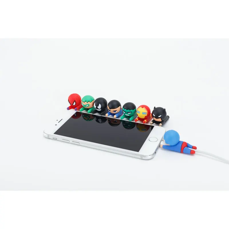 Creative Hero Series Cartoon Bite Data Line USB Charging Cable Protector Mobile Phone Accessories Silicone Protective Sleeve