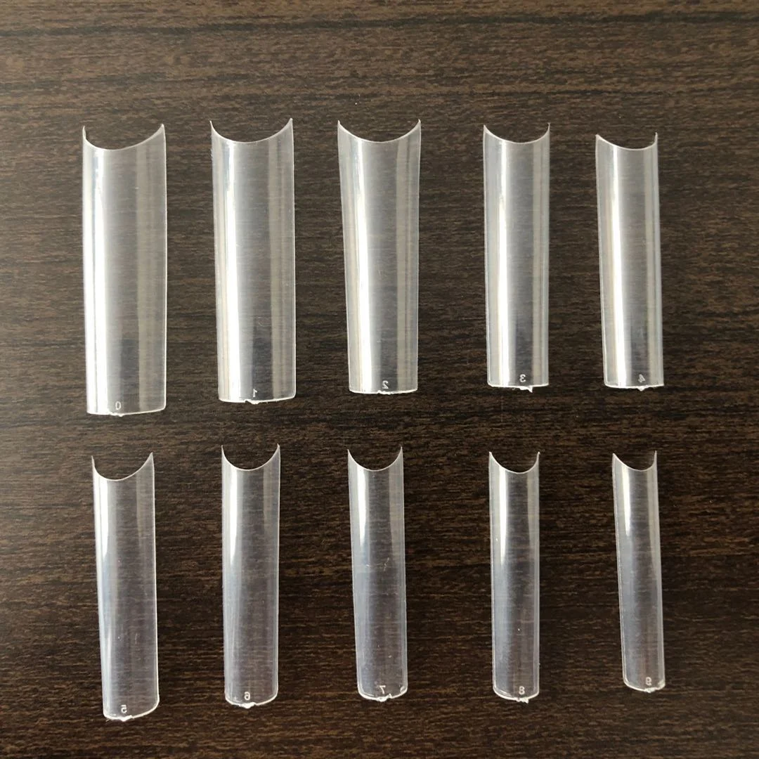 C Curve Nail Tips Clear Long Straight Square Half Cover Acrylic False Nails Tips For Wholesale Price